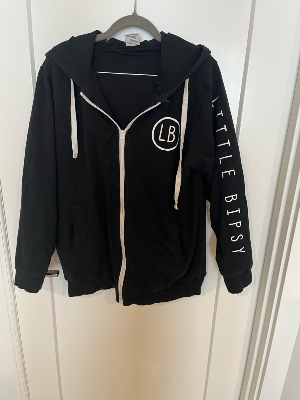 Little Bipsy Black Zip-Up Hoodie with White Accents
